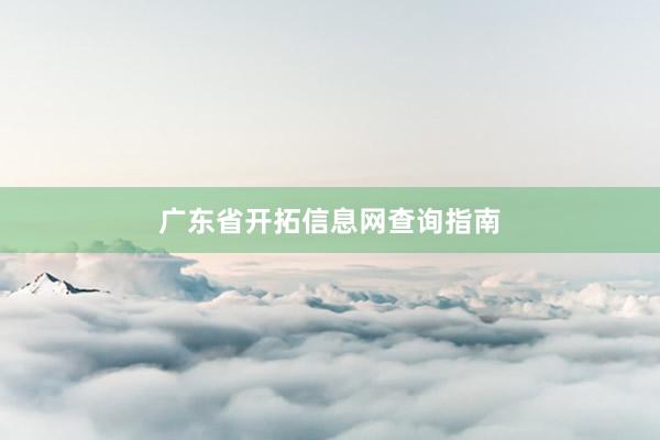 广东省开拓信息网查询指南